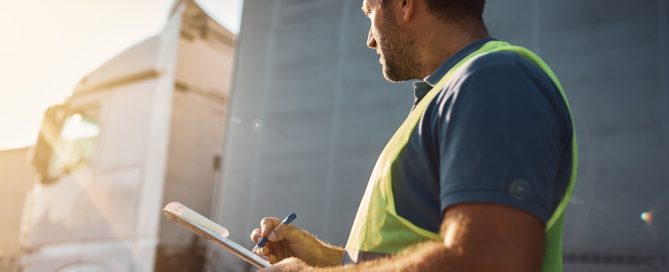 Trucking Company Dispatcher Going Through Checklist